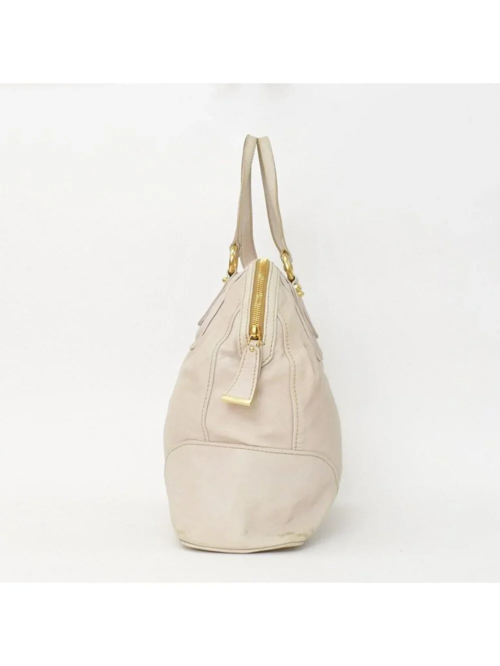 Miu Miu Vintage Handbag Beige Brown Leather Gold